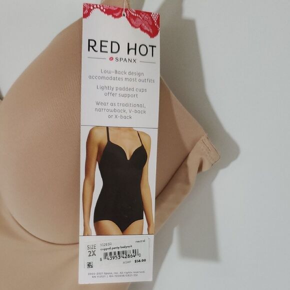 Red Hot SPANX Shaping Cupped Panty Bodysuit Nude Size 1X NWT - Picture 4 of 8